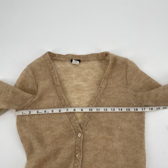 Vintage Y2K J. Crew Beige Mohair Wool Cardigan Sweater 3/4 Sleeve Womens Small - Picture 7 of 8
